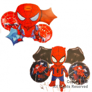 SET DE GLOBOS METALIZADO SPIDERMAN ESTRELLA 5 UNIDADES X 1